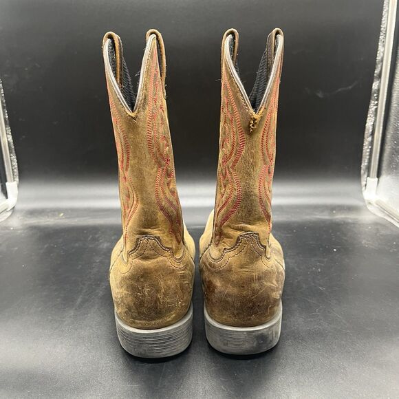 Ariat 10004853 Brown Leather Cowboy Western square toe Boots Shoes Youth Kid's 4 - Picture 4 of 7